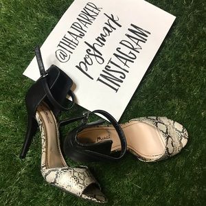 Snake Print Black High Heels 8.5 Sale